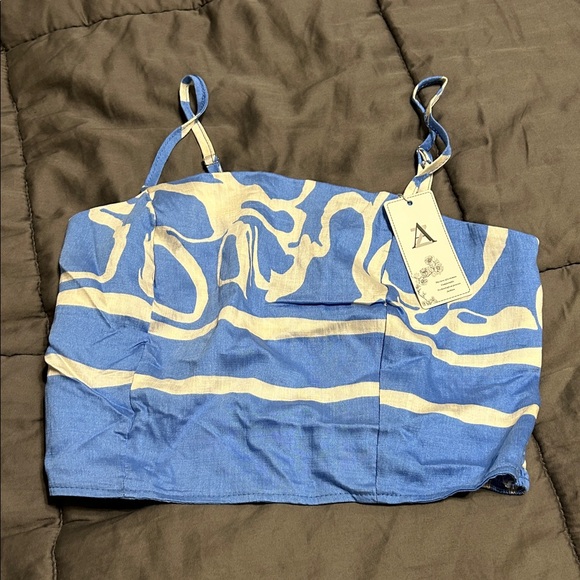 Tops - Blue and Cream Strappy Top